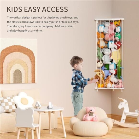 Corner Stuffed Animal Storage Organizer - Kids Stuffed Animal Holder with length - Picture 5 of 7